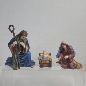 Thomas Kinkade Holy Family Hawthorne Village Three Piece Nativity Collection